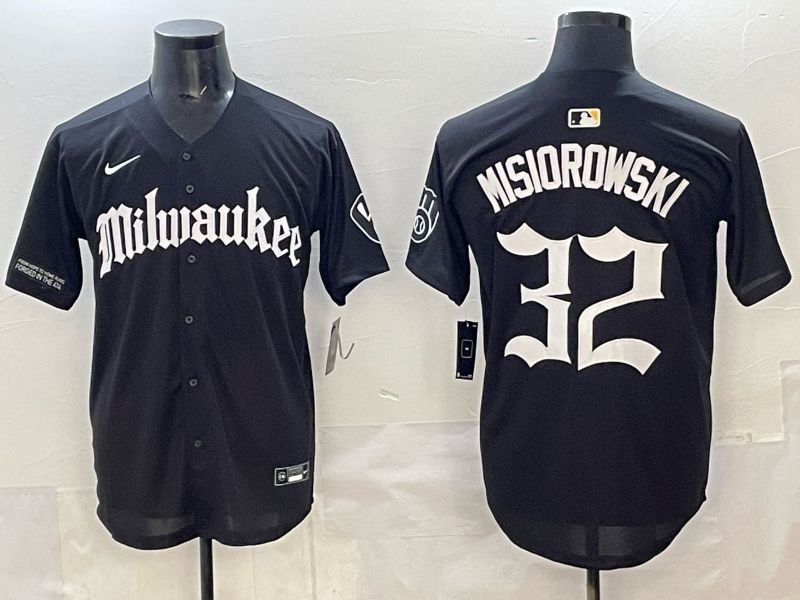 Men 2025 Milwaukee Brewers #32 Misiorowski Black Five generations Joint Name Nike MLB Jersey style 2->milwaukee brewers->MLB Jersey